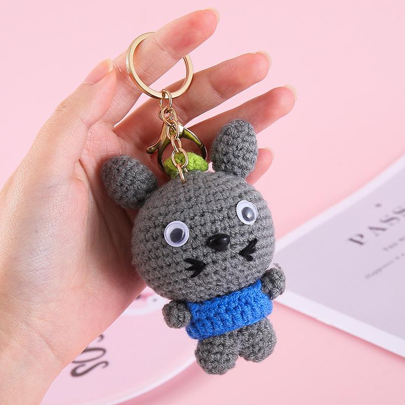 Funny Animal Doll Series Crochet Keychain Creative Knitting Animal Doll Keyrings For Bag Pendant Cute Puppy Knitted Car Keyrings