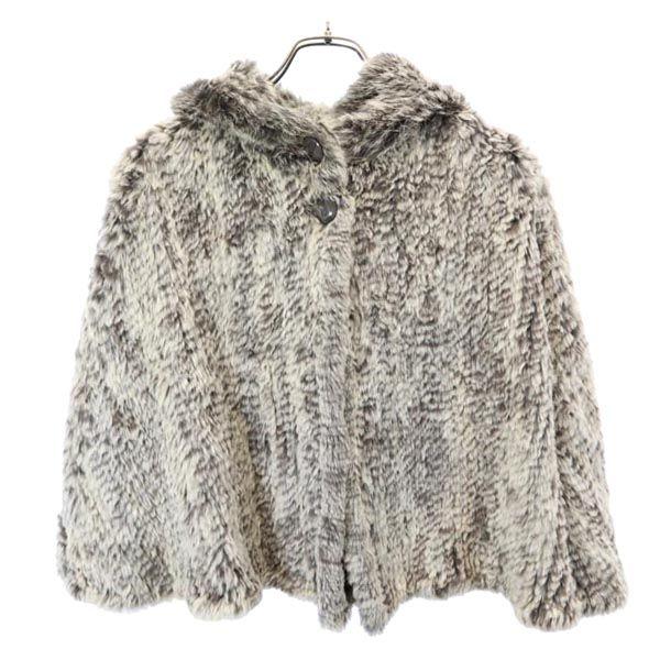 STEFANEL Hooded Rabbit Fur poncho Gray Jacket Women Used