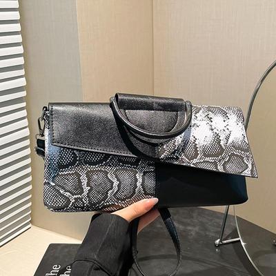 Dámská taška přes rameno a crossbody z PU syntetické kůže Módní ležérní večeře Vzor aligátora Klopová kabelka a peněženka