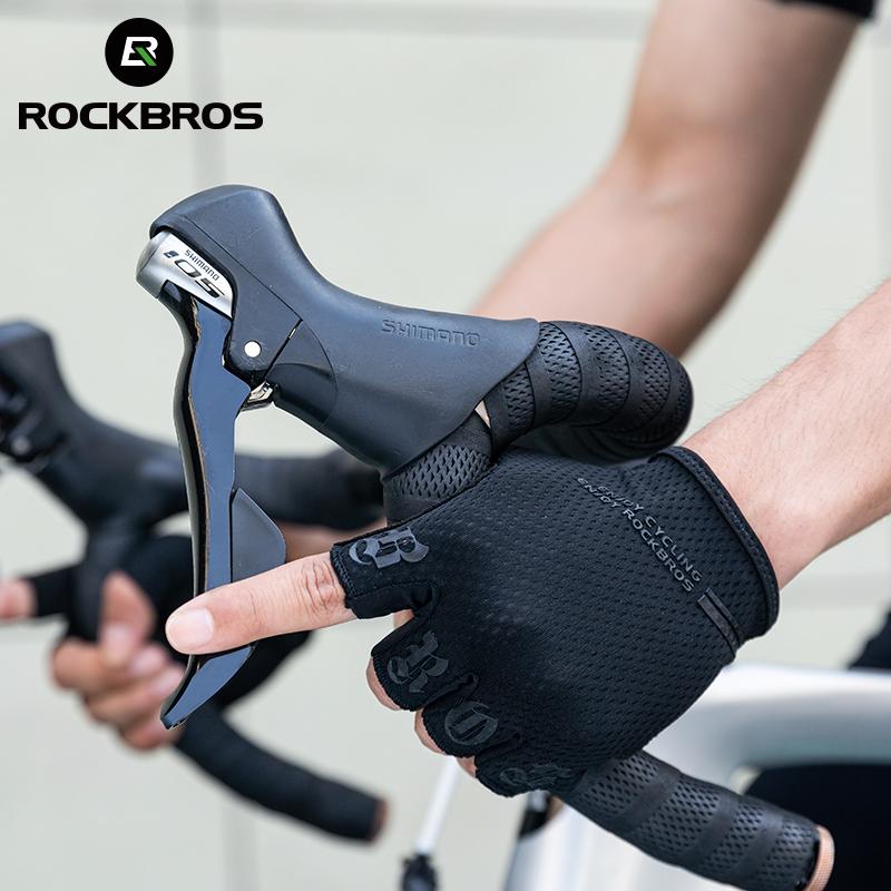 ROCKBROS gants demi-doigt SBR coussinets de paume respirant Anti-choc gants de cyclisme haute élasticité Fitness vélo gants sans doigts