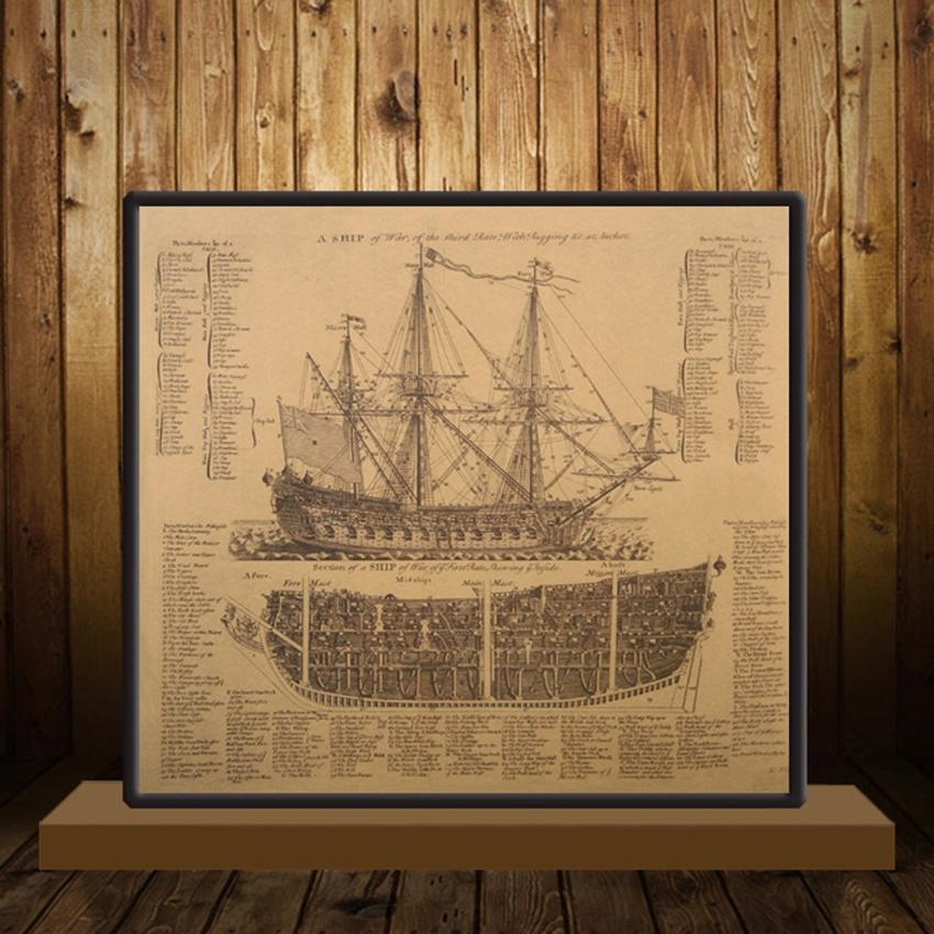 Vintage Warships Ancient Movie Kraft Paper Poster Retro History Wall Sticker