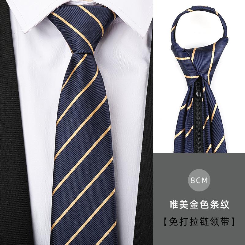 Tie Men'S Dress Business Handsome Blue Strip Zipper Professional Wedding Groom Korean Version Zipper Hand Tie