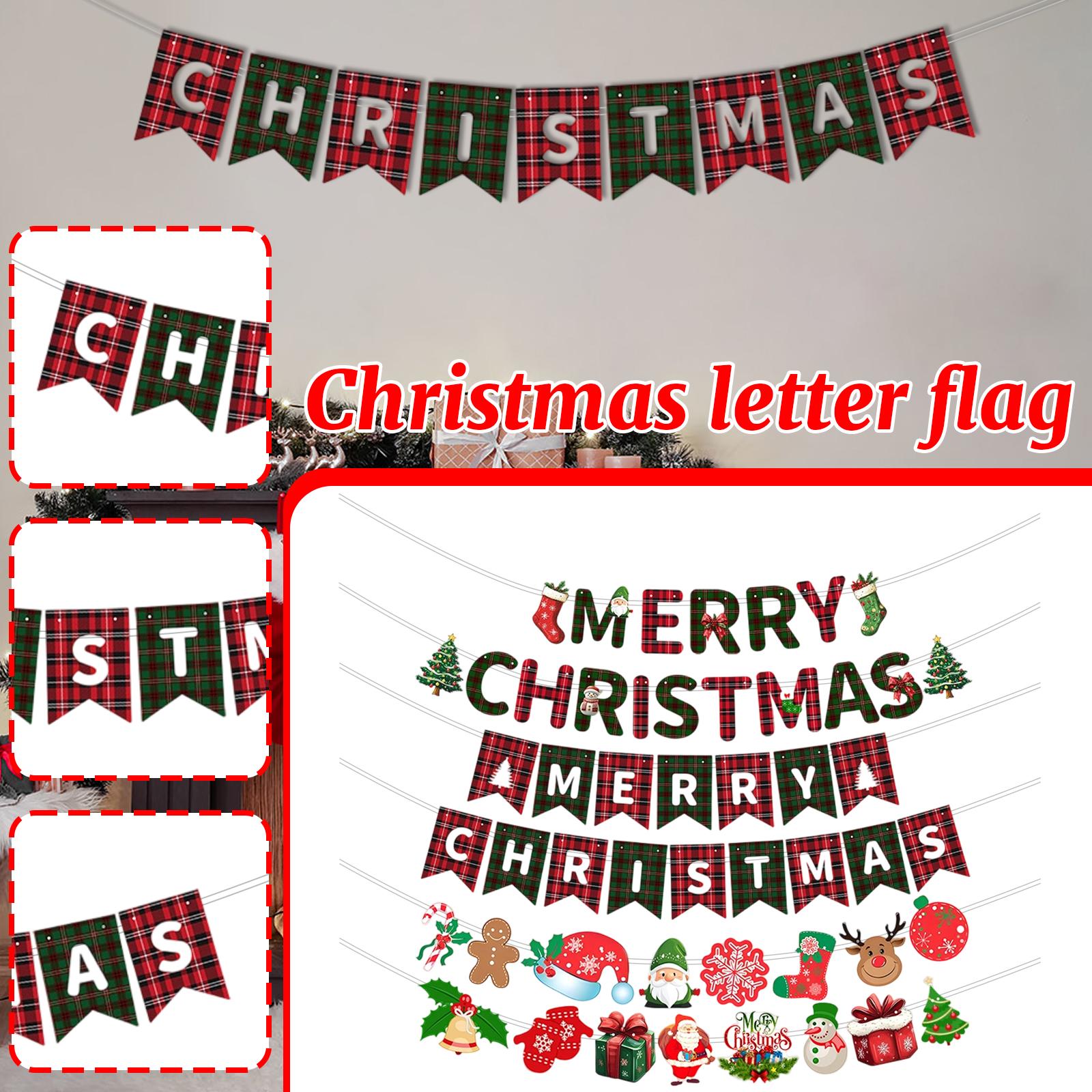 

Рождественский флажок с буквами, Рождественский баннер, Подвесной баннер, Украшение торгового центра, Подвесной флажок One Size