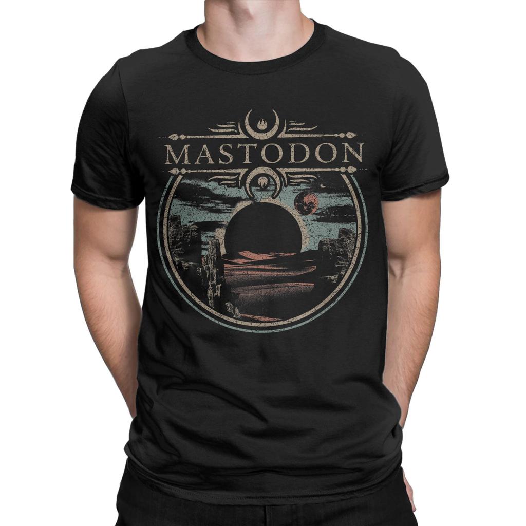 Casual Mastodon Horizon TShirt for Men Crew Neck Pure Cotton T Shirts  Short Sleeve Tee Shirt Classic Clothes