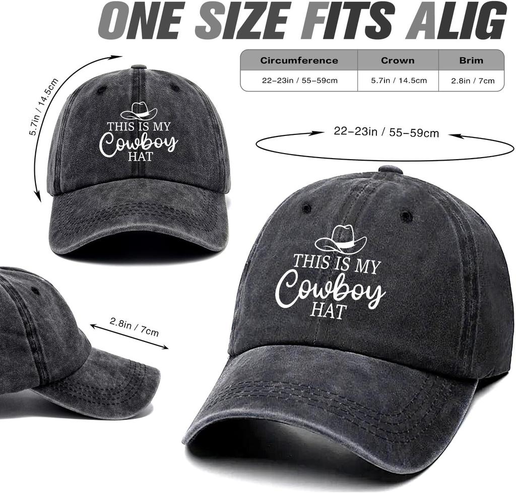 This Is My Cowboy Hat Baseball Cap Washed Cotton Funny Slogan Adjustable Unisex Casual Outdoor Hat