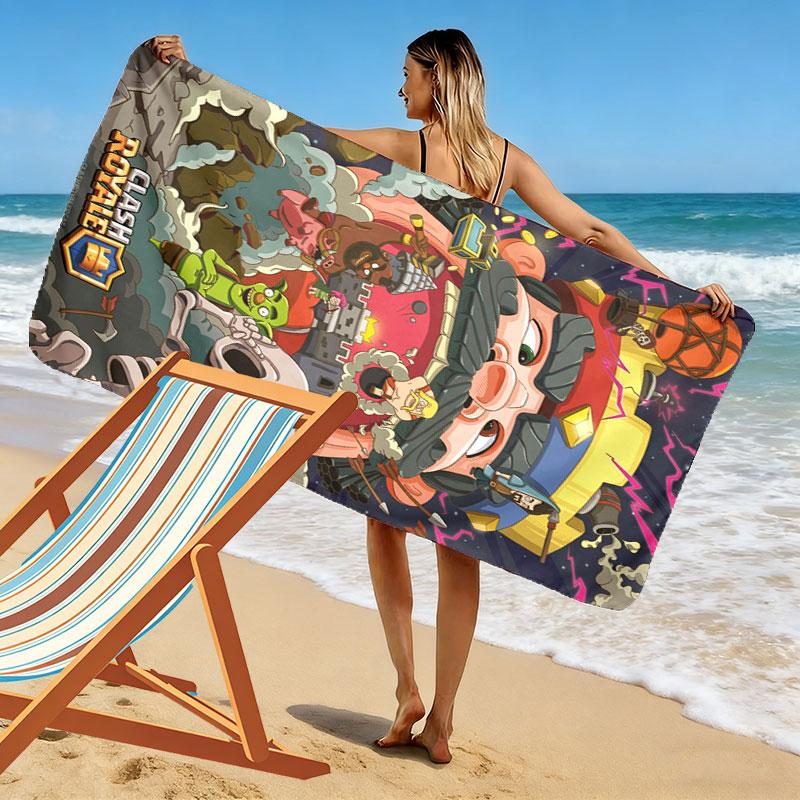CR Print Beach Towel, Large Soft Quick Dry Towel for Beach Camping Swimming