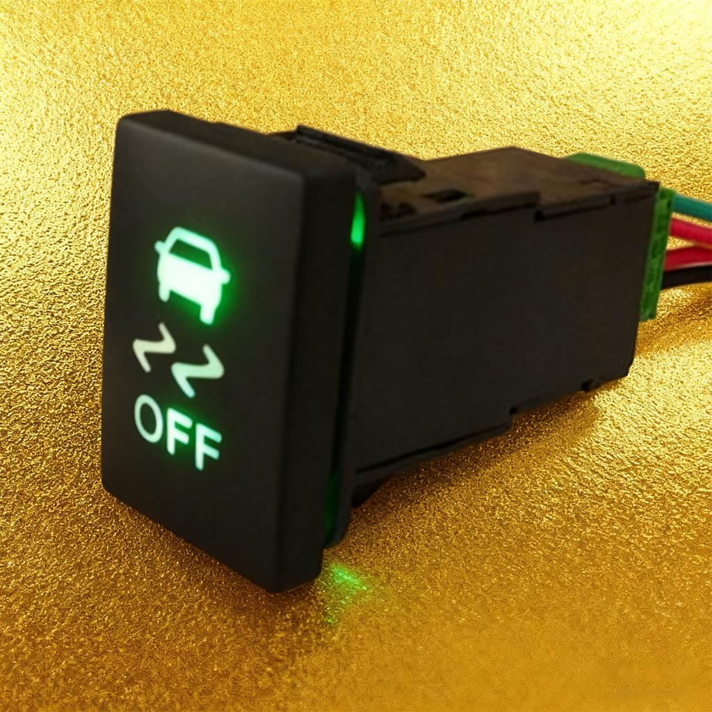 Interruptor de Botón Iluminado para Coche On Off LED Verde Reemplazo para Prado Land Cruiser 12V‑24V