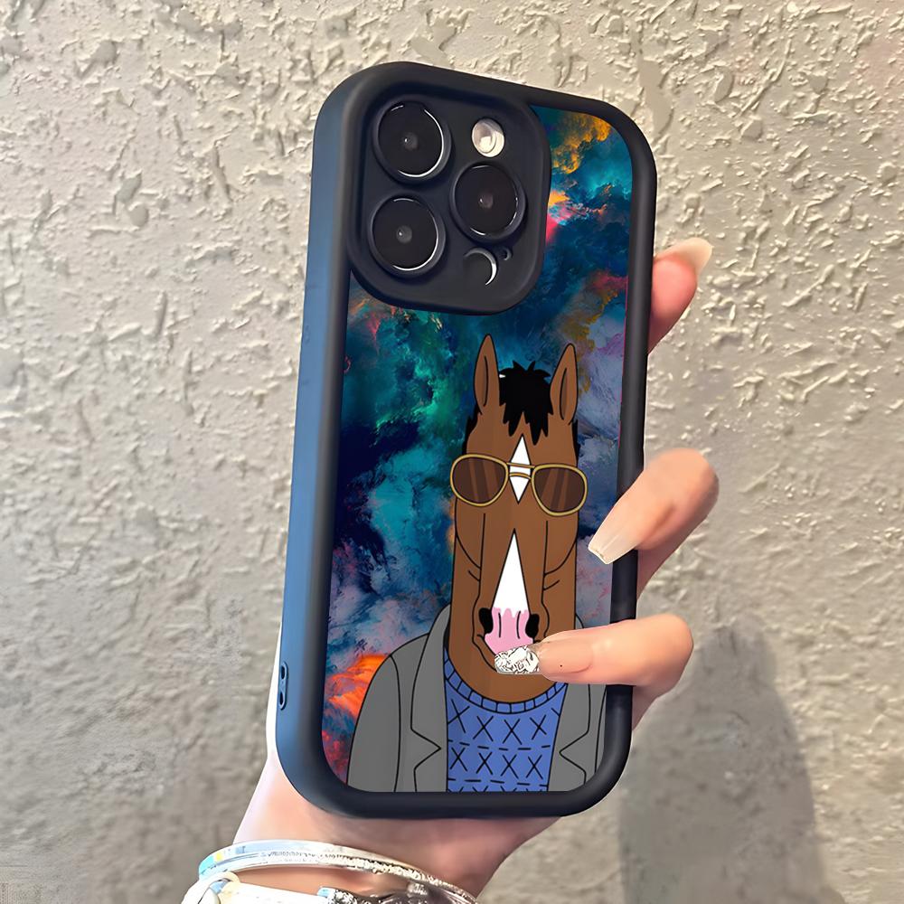 

B-Bojack Cartoon H-Horseman Funny Phone Case For IPhone 17 Pro Max 16 15 14 Pro Max IPhone 13 Pro Max 11 Plus Silicone Cover iPhone 12 Pro