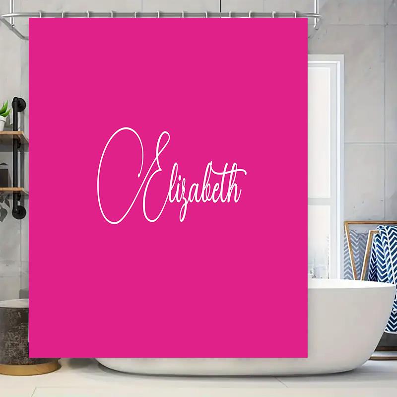 

Customizable Monogram Name Shower Curtain Set Bright Bold Colors With Elegant Script Font For Bathroom Decor 180 Gsm Microfiber W60H190(CM)-1 Pcs