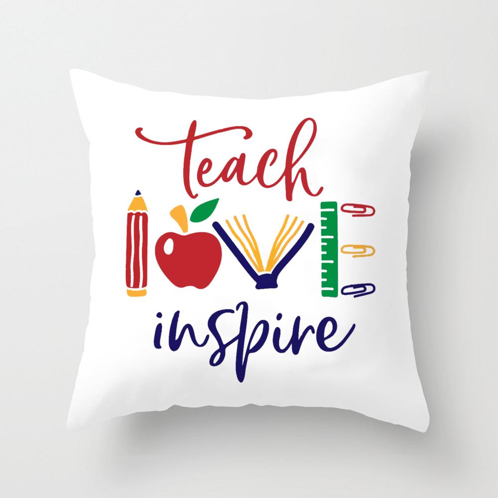 Teacher Life&Teacher Love Inspire Square Pillow Case Teacher's Day Gift Pillow Case Cushion Cover Bedroom Party Decoration