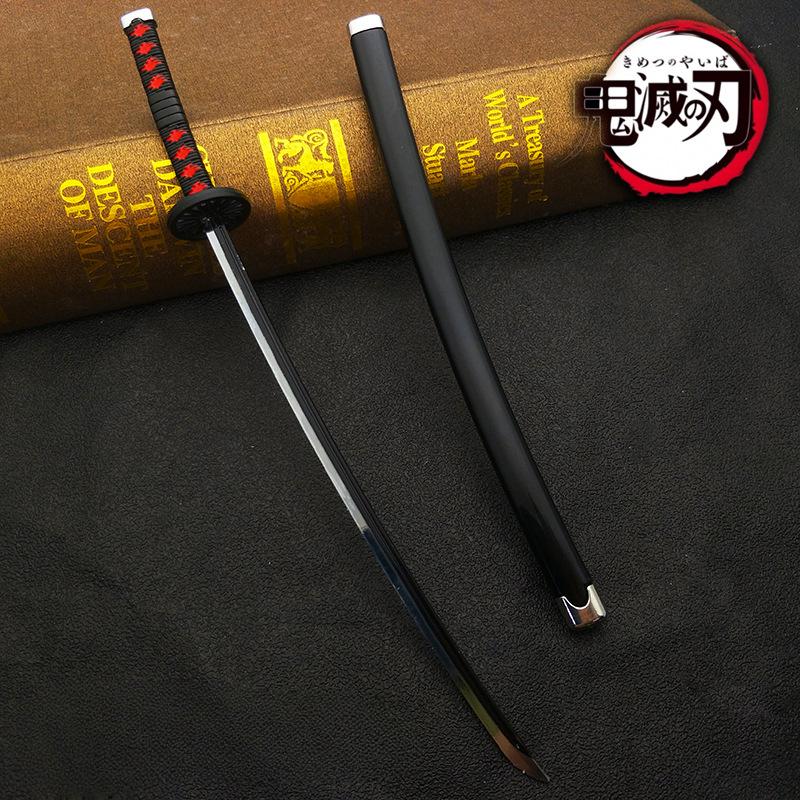 25CM Demon Slayer Anime Ghost Killer  Tanjirou Katana Swords Cosplay Metal Prop Weapon Cosplay Props Collection Toy Home Decor