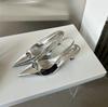 Fashion 2025 Spring New Low Heel Shoes Temperament Small Heel Shoes Pointed High Heels Sandals Female Silver Empty Shoes