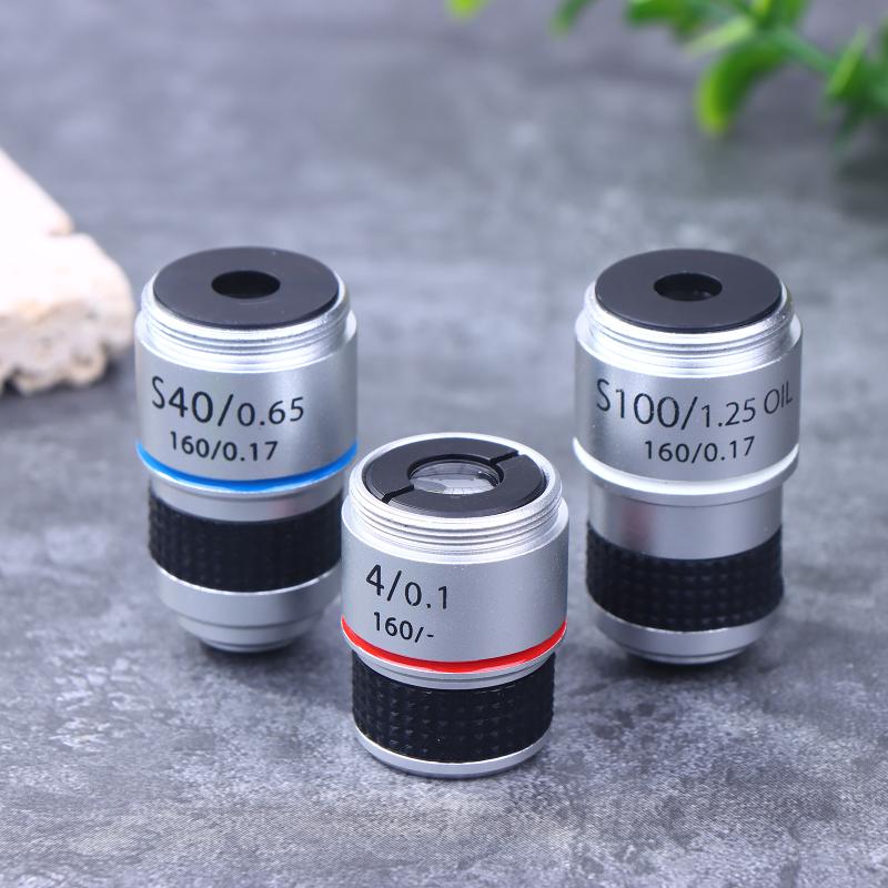 185 4X 40X 100X Biologisches Mikroskop Achromatisches Objektiv Mikroskopobjektivadapter Kompaktes Objektiv Langlebig