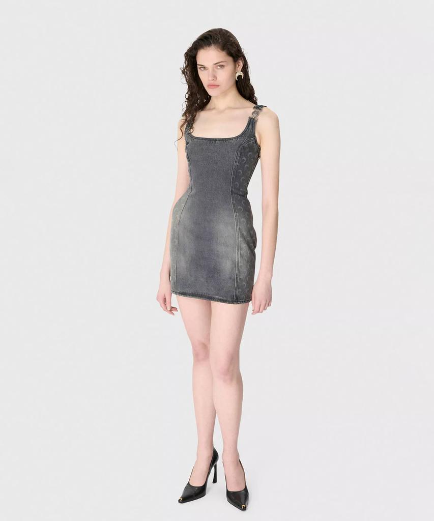 Marine Serre (W) Moon Laser Grey Wash Denim Sleeveless Mini Dress Dark Grey Moon Laser Grey Wash Denim Sleeveless Mini Dress Gr90 Dark G