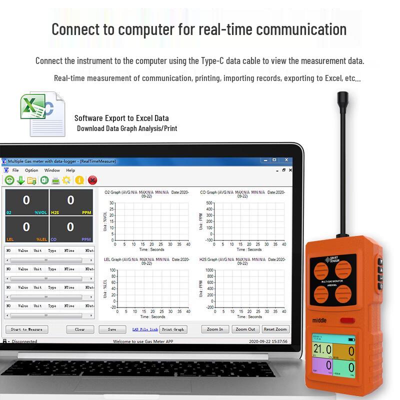 SMART SENSOR AR8900D 4-in-1 Portable Gas Detector (CN version)