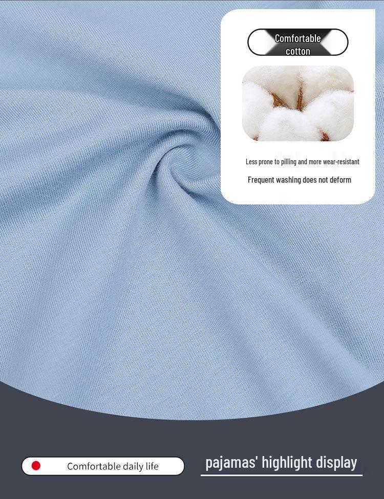 Men's Summer Cotton Pajama Set: Short Sleeve & Long Pants, Loose Fit, Plus Size