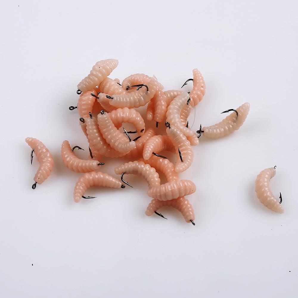 Žlutá bionická moučná červ měkká nástraha s háčkem pro rybaření