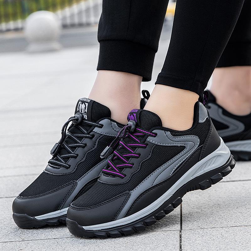 Elderly shoes fly-woven mesh breathable light walking shoes parents sports running shoes elastic band mother shoes men's shoes