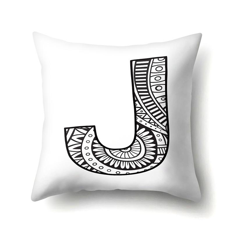 Polyester Pillow Case Pencil Drawing Geometric Decorative Print 26 English Letters Pillow Cushion Cover Simple