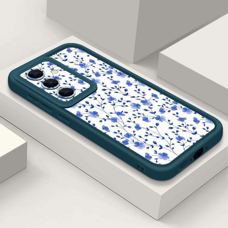 Etui Z Nadrukiem Kwiatów i Liści Do Samsung S26 S25 Ultra S24 S23 Plus S22 S21 FE A54 A15 A25 A35 A55 A16 A26 A36 A56 A17 A27 A37 A57 5G Odporne Na Wstrząsy Pokrowiec