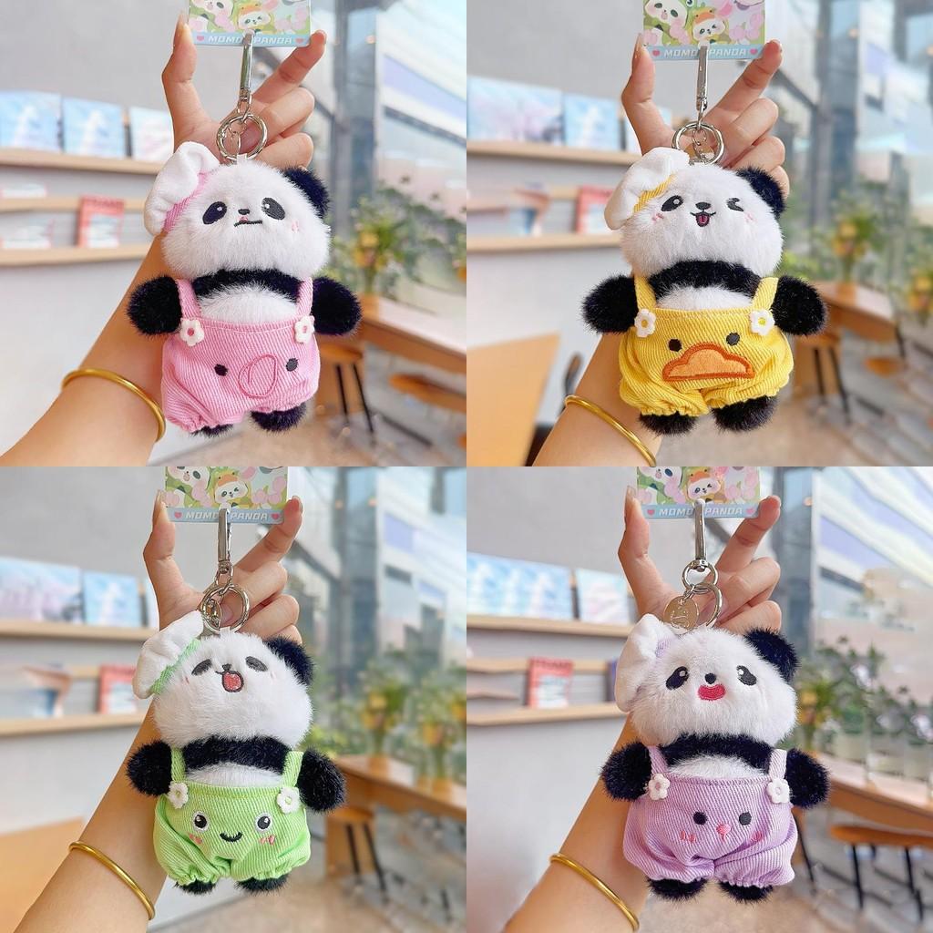 Cartoon Panda Cute Chef Plush Keychain Holder Colorful Pants Accessories Gift