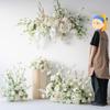 White Wedding Floral Art Wall Hanging Decoration - Artificial Flowers for Outdoor Event and Ceremony Background Arrangement