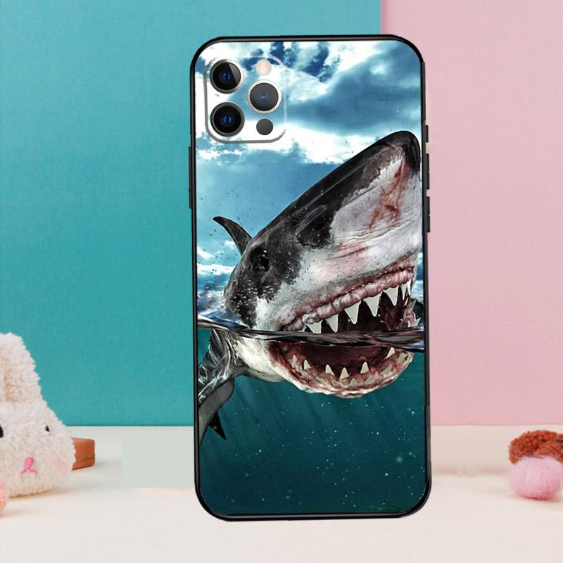 Ocean Shark Tooth Fish Phone Case For iPhone 17 Air 16 15 13 12 11 14 Pro Max 12 13 mini 15 16 Plus 16e Cover Coque