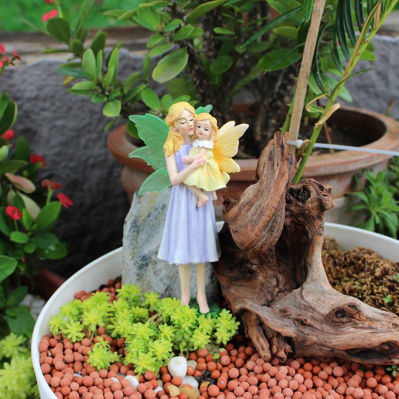 Mother and Daughter Flower Fairy Resin Ornament Creative Outdoor Courtyard Lawn Micro Landscape Flower Pot Decoration Ornament