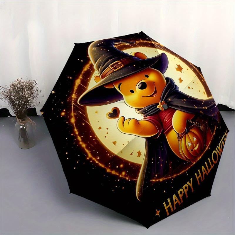 Winnie the Pooh, Halloween Automatic Opening and Closing Umbrella, Compact Travel Umbrella, Lightweight and Portable, Suitable for Beach Com