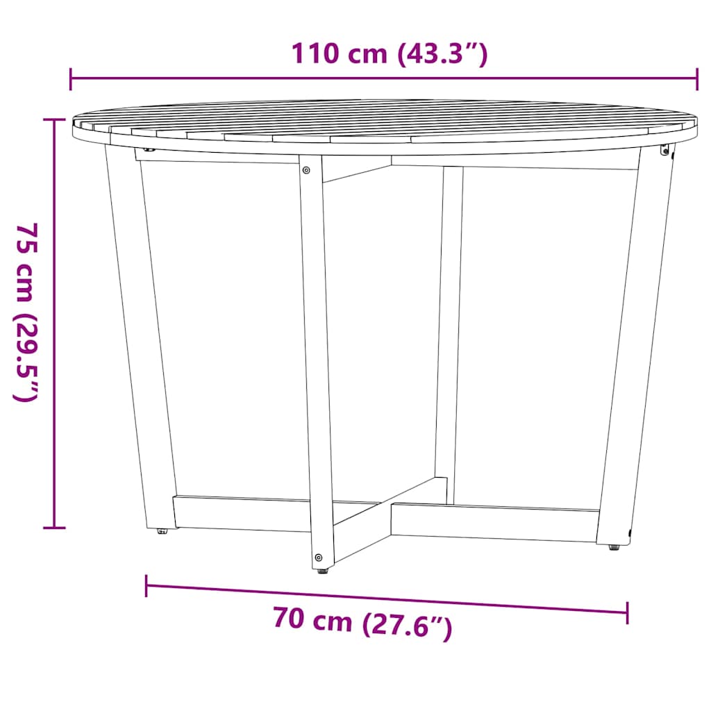 5 Piece Outdoor Dining Set Made of Solid Acacia Wood