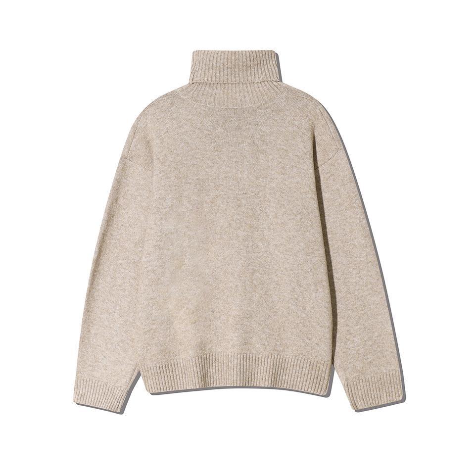 NODU Soft Cashmere-Like Turtleneck Long Sleeve Knit Sweater [Beige]