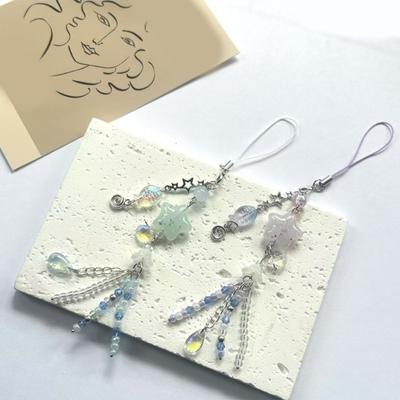 Lovely Jellyfish Pendant Handmade Beaded Phone Charm Portable Girls' Fashion Accessory for Mobiles Trendy Women Ladies