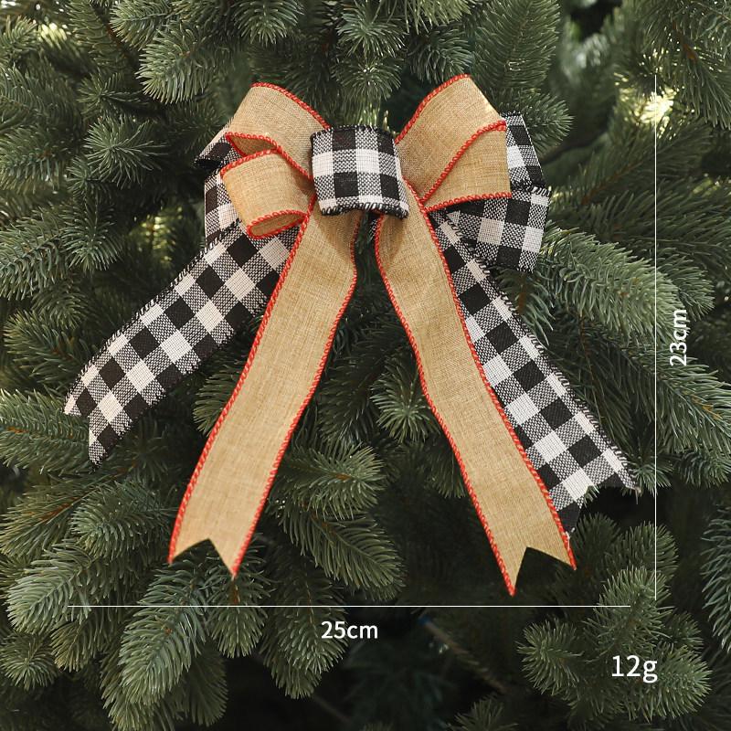 Christmas Plaid Bow Tie Tree Ornament Pendant Decoration