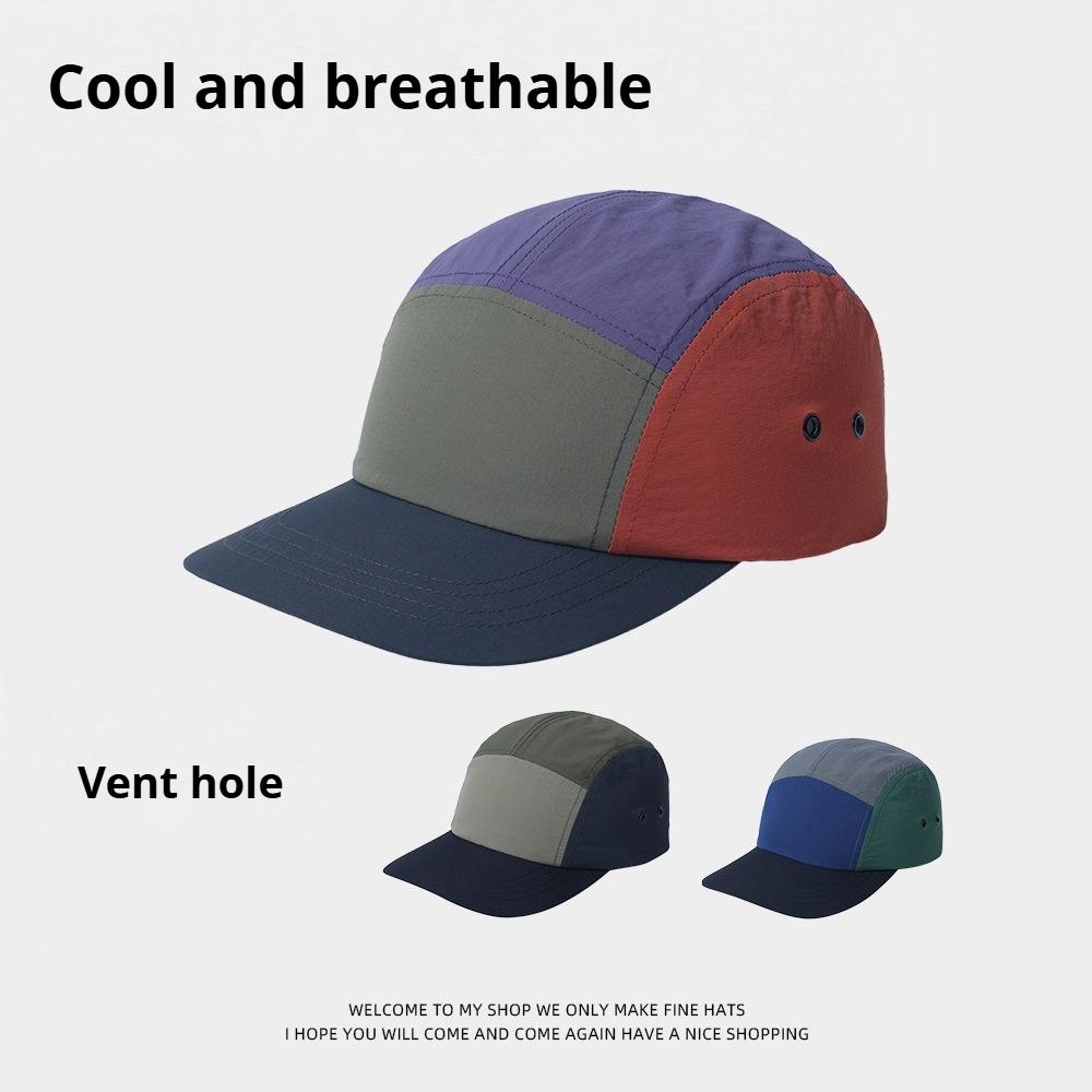 Unisex 5-Panel-Kappe Colorblock Camp-Hut Outdoor Schnelltrocknend Nylon Baseballkappen Streetwear Hip Hop Flacher Schirm Patchwork Snapback Herren