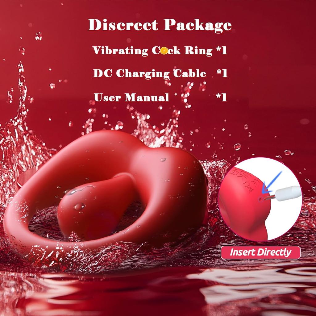 Penis Ring Vibrator Lock Ring Tongue Licking Vibrator Clitoral Stimulator Adult Couple Male Female APP Remote Control Sex Toy