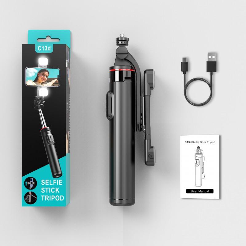 Bluetooth Selfie Stick Tripod With Pan-Tilt Head Adjustable 130cm Phone Mount Desktop Floor Use