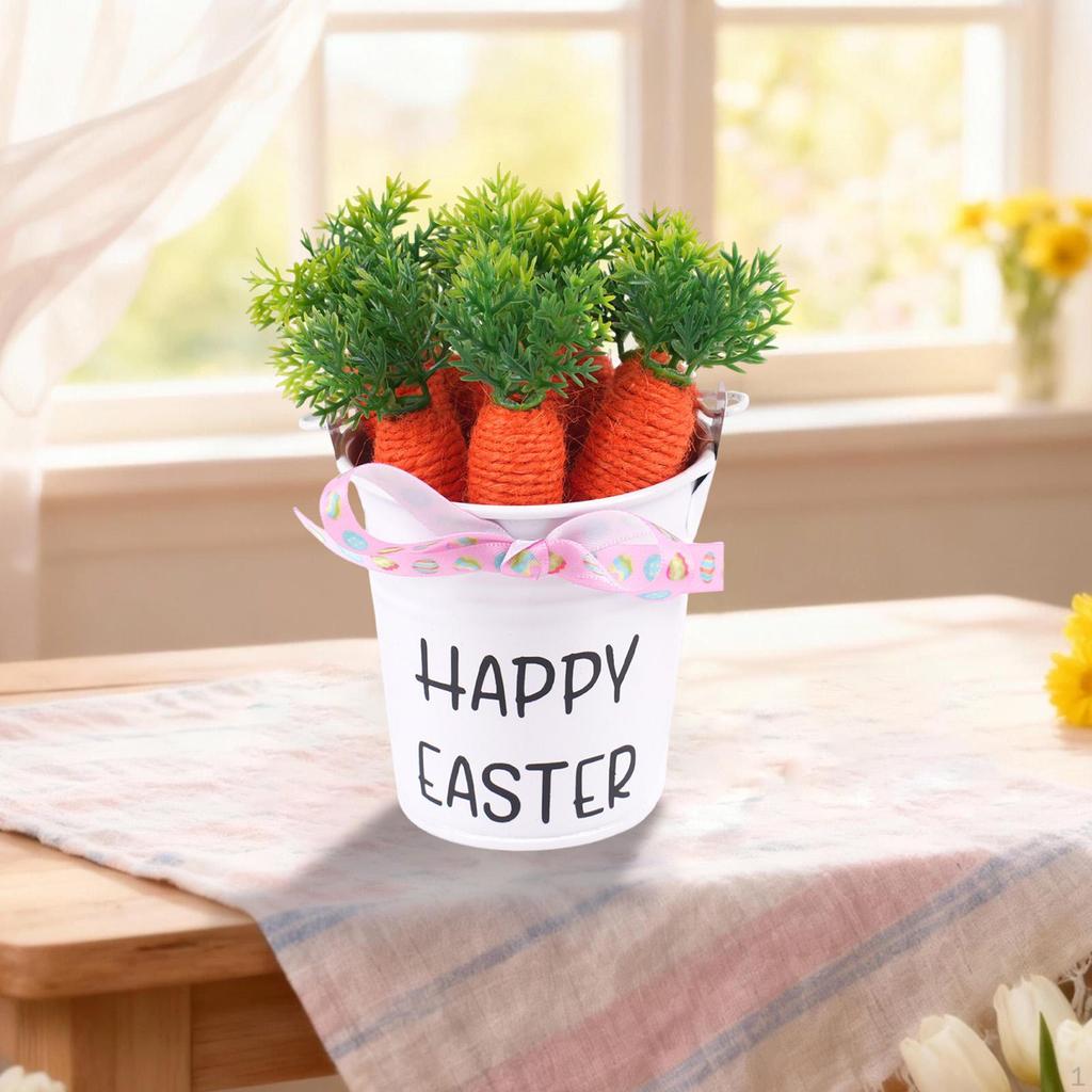 Easter Carrot Bucket Basket Handheld with Handle Collecting Decor for Garden Party