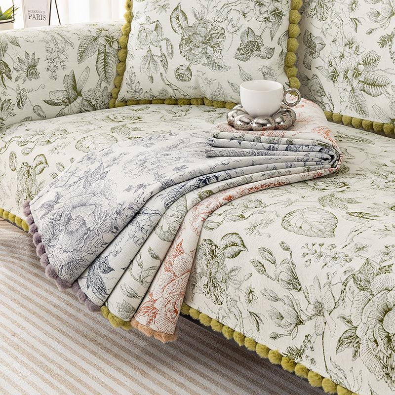 New French Pastoral Non-Slip Sofa Cushion High-End Chenille Light Luxury American Four-Season Universal Cover