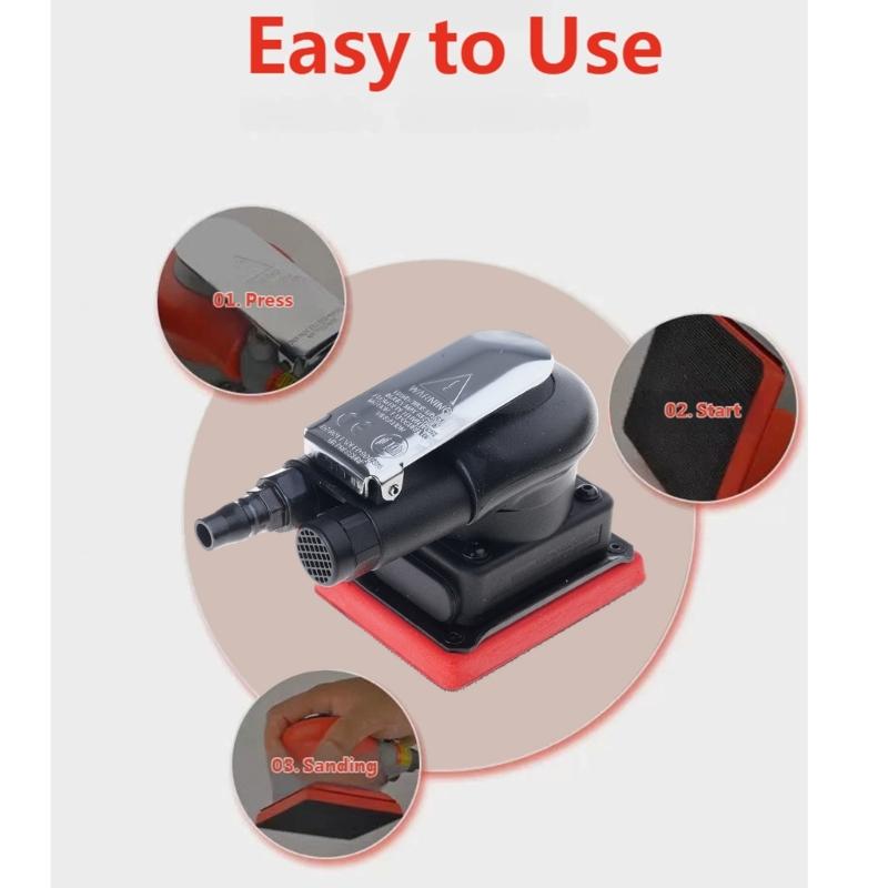10000RPM Rectangular Air Sander Pneumatic Random Orbital Sander For Car Repair And Woodworking Applications