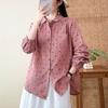 New Korean Simple Casual Style Double-layer Cotton Yarn Pure Cotton Polka Dot Shirt Women's Loose and Thin Long-sleeved Printed Shirt
