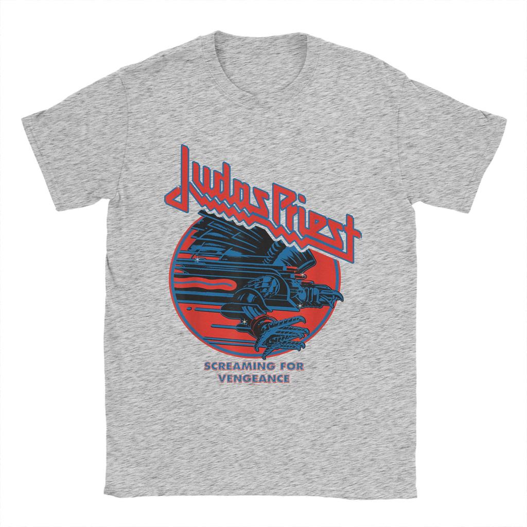 Judas Priest Screaming For Vengeance T Shirt Men's Cotton Vintage T-Shirt Crewneck Blue Eagle Tee Short Sleeve merch Graphic