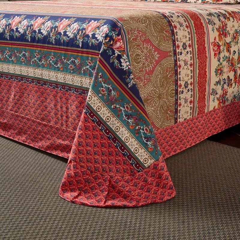 3Pcs Vintage Ethnic Style Bed Sheet Set 100% Cotton Luxury Bedspread Pillowcases All-season Universal Bedroom Bedding Set