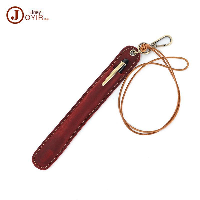 Crazy Horse Leather Pen Case: Genuine Cowhide Stationery Holder for Back-to-School