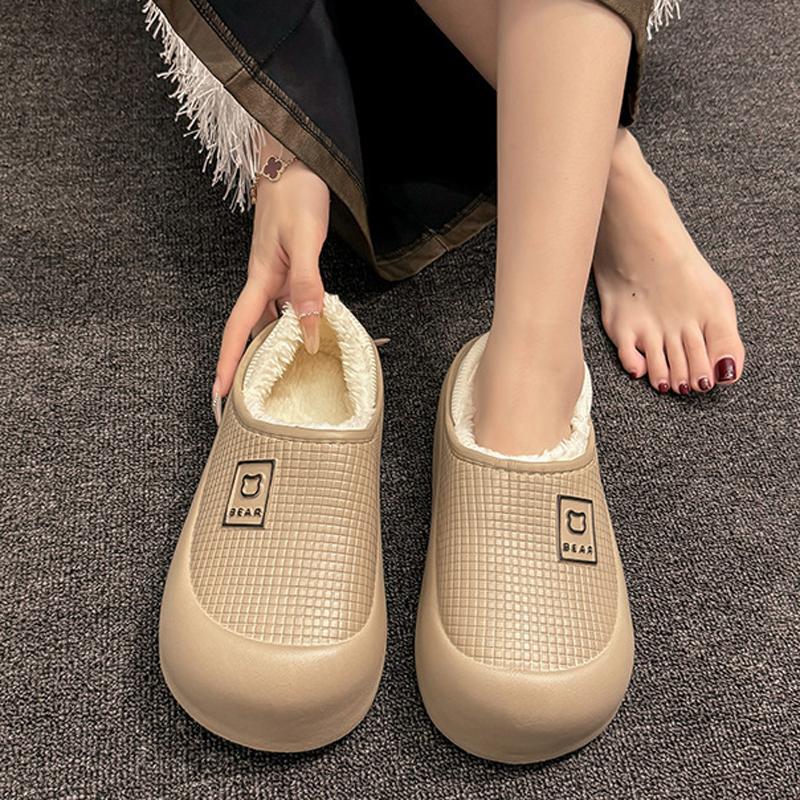 Fashion Litfun Fluffy Women's Cotton Slippers Platform Slip On Indoor Slides Furry Warm Home Slides Waterproof Non-slip Women's Slippers