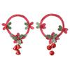Christmas Window Decoration Non-woven Fabric Bell Wreath, Holly Berry Wreath with Mini Xmas Tree Bells, Hanging for Front Door Wall