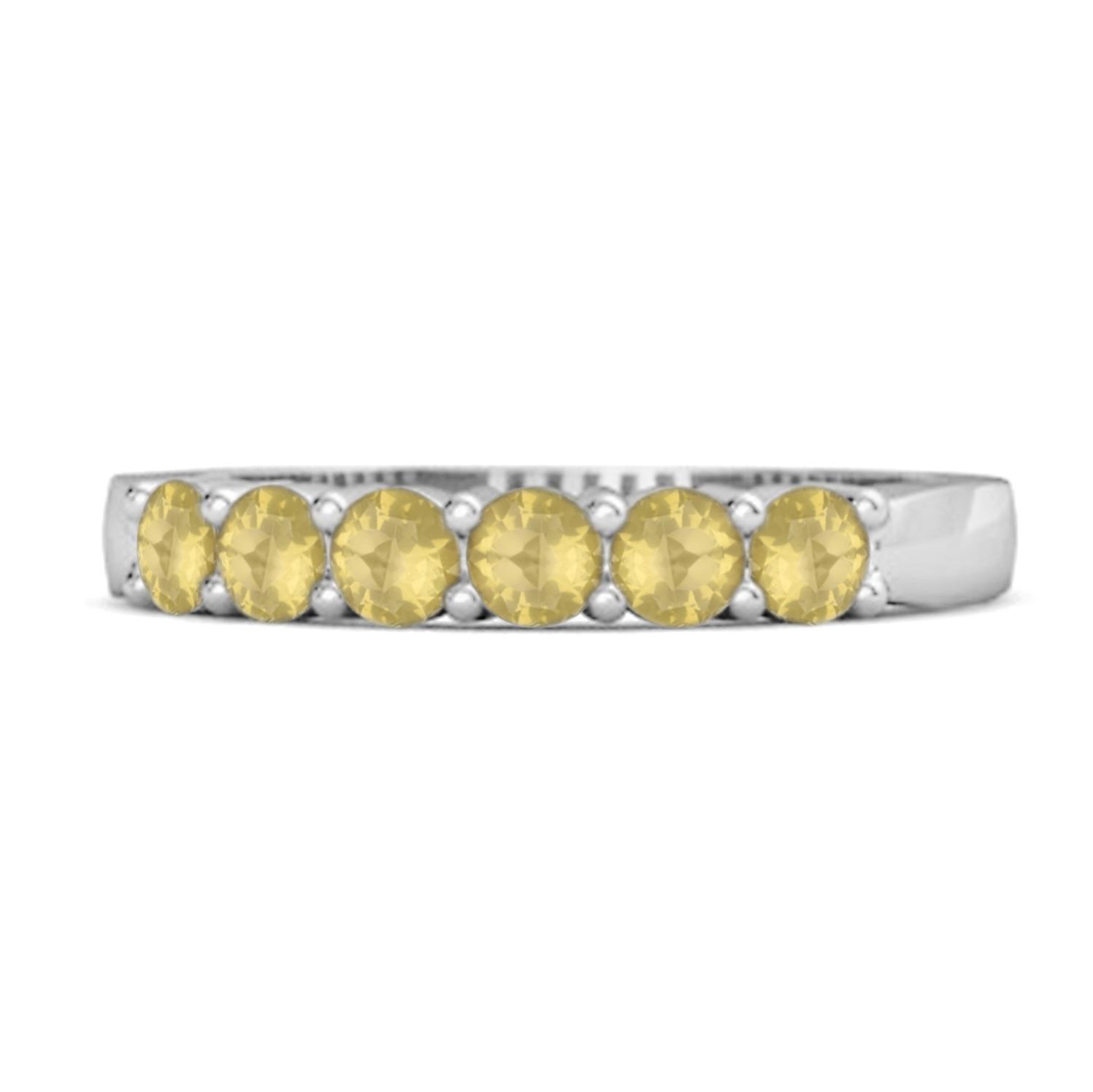 

Lemon Quartz Half Eternity Band Ring - 925 Sterling Silver 7.5 біле золото кольору