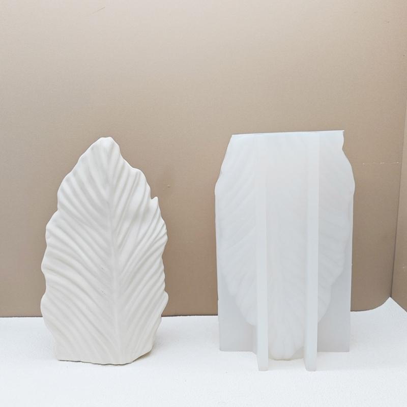 Silicone Vase Molds Leaf Shape Flower Container Moulds Unique Jewelry Jars Molds Silicone Texture for Hand-Making Crafts