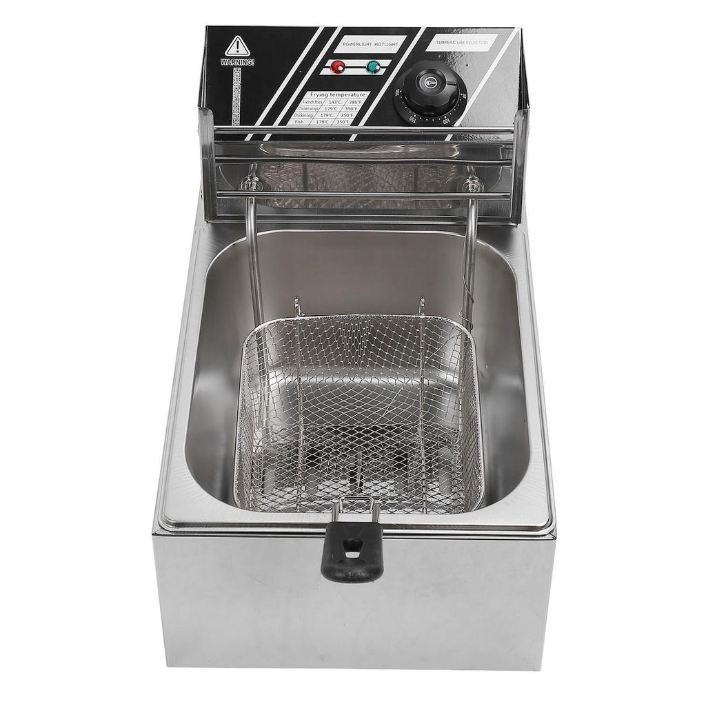 Electric Fryer Stainless Steel 6L Single Basket Adjustable Temperature Countertop Frying Machine