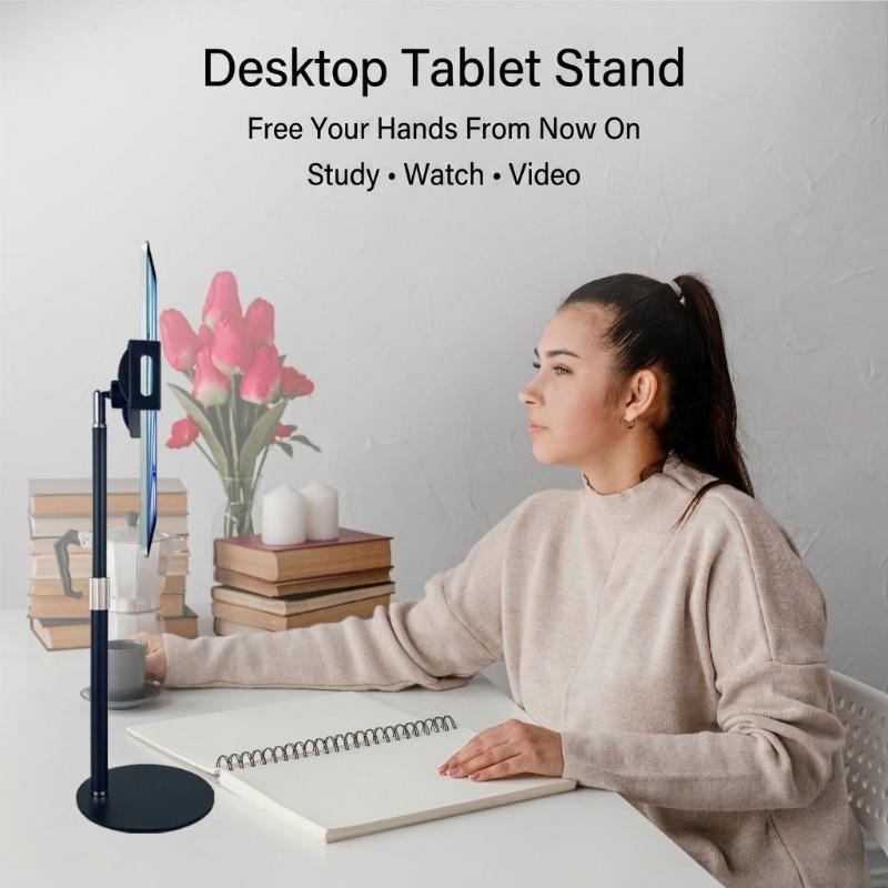Metal Round Disk Lazy Bracket Desktop Stand for Phone Microphone Tablet Live Streaming Multi-Function Holder Practical