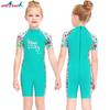 Children's Swimsuit Girl Middle Small Children One-piece Short-sleeved Box-suit Baby Sunscreen Quick-drying Hot